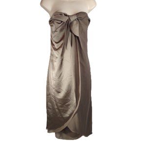 Halston Heritage Dress Women's Size 8 Strapless Sleeveless Taupe Party Cocktail